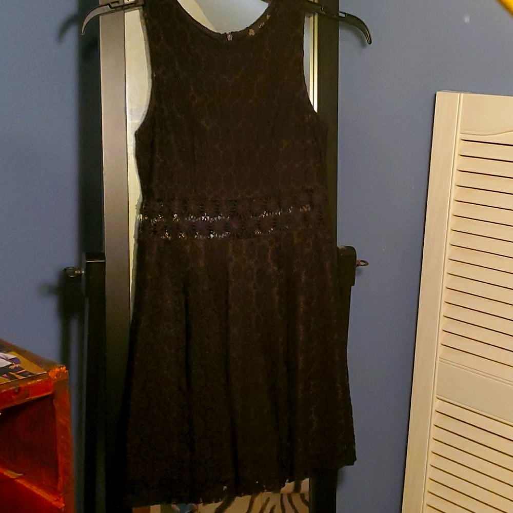 Black lace mini dress